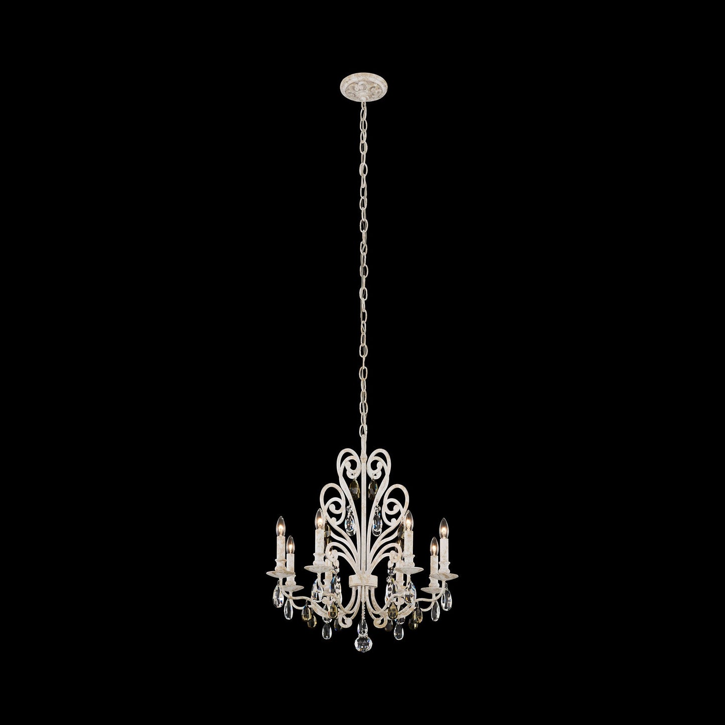 Conclave Chandelier in White Gold/Black Diamond Crystal (8-Light).