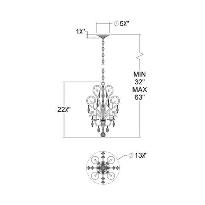 Conclave Chandelier - line drawing.