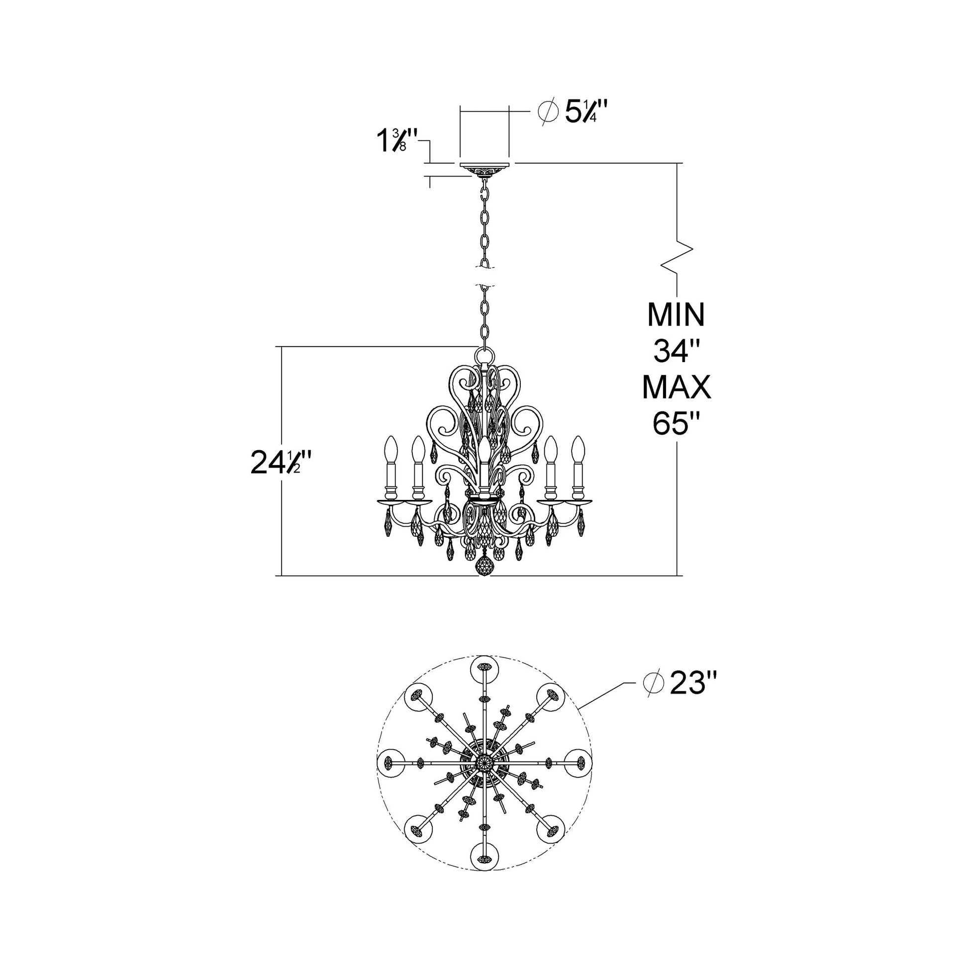 Conclave Chandelier - line drawing.