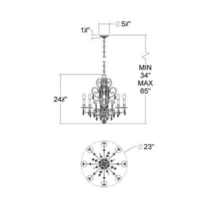 Conclave Chandelier - line drawing.