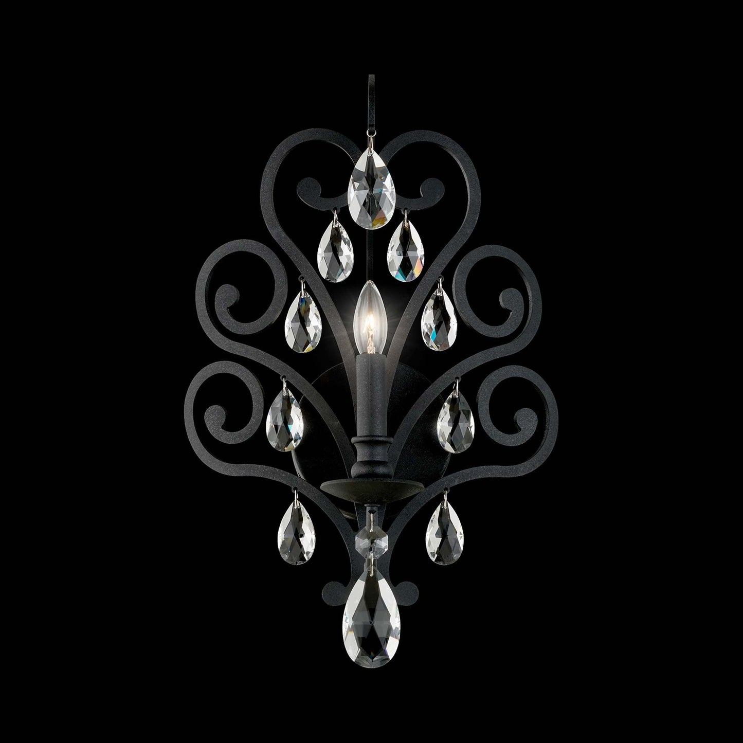 Conclave Wall Light in Ferro Black (Radiance Crystal).