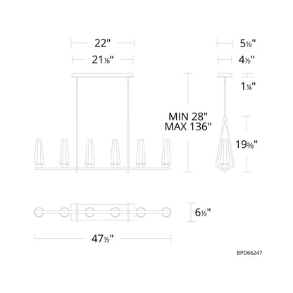 Devotion Geometric LED Pendant Light - line drawing.