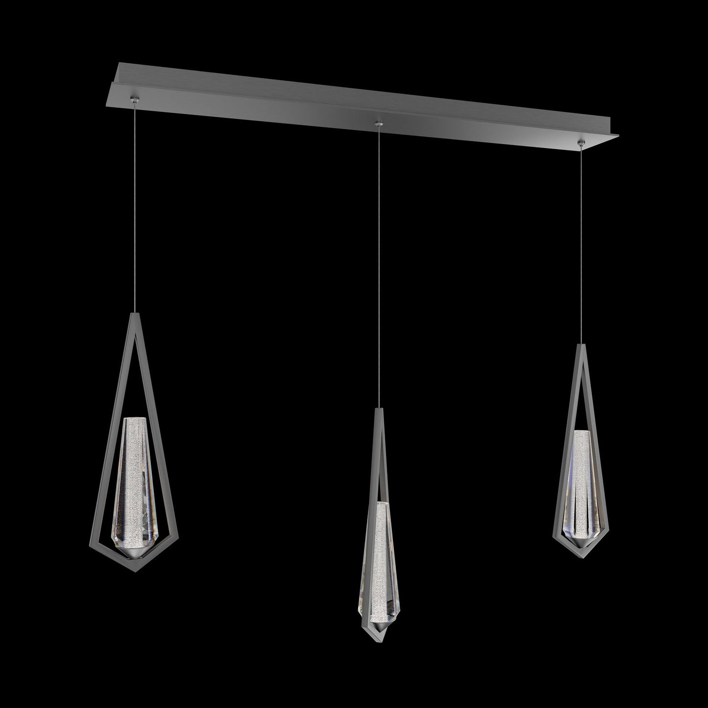 Devotion Linear LED Multi Light Pendant Light in Satin Nickel (3-Light).