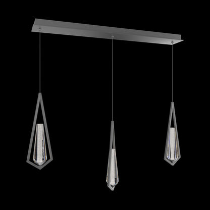 Devotion Linear LED Multi Light Pendant Light in Satin Nickel (3-Light).