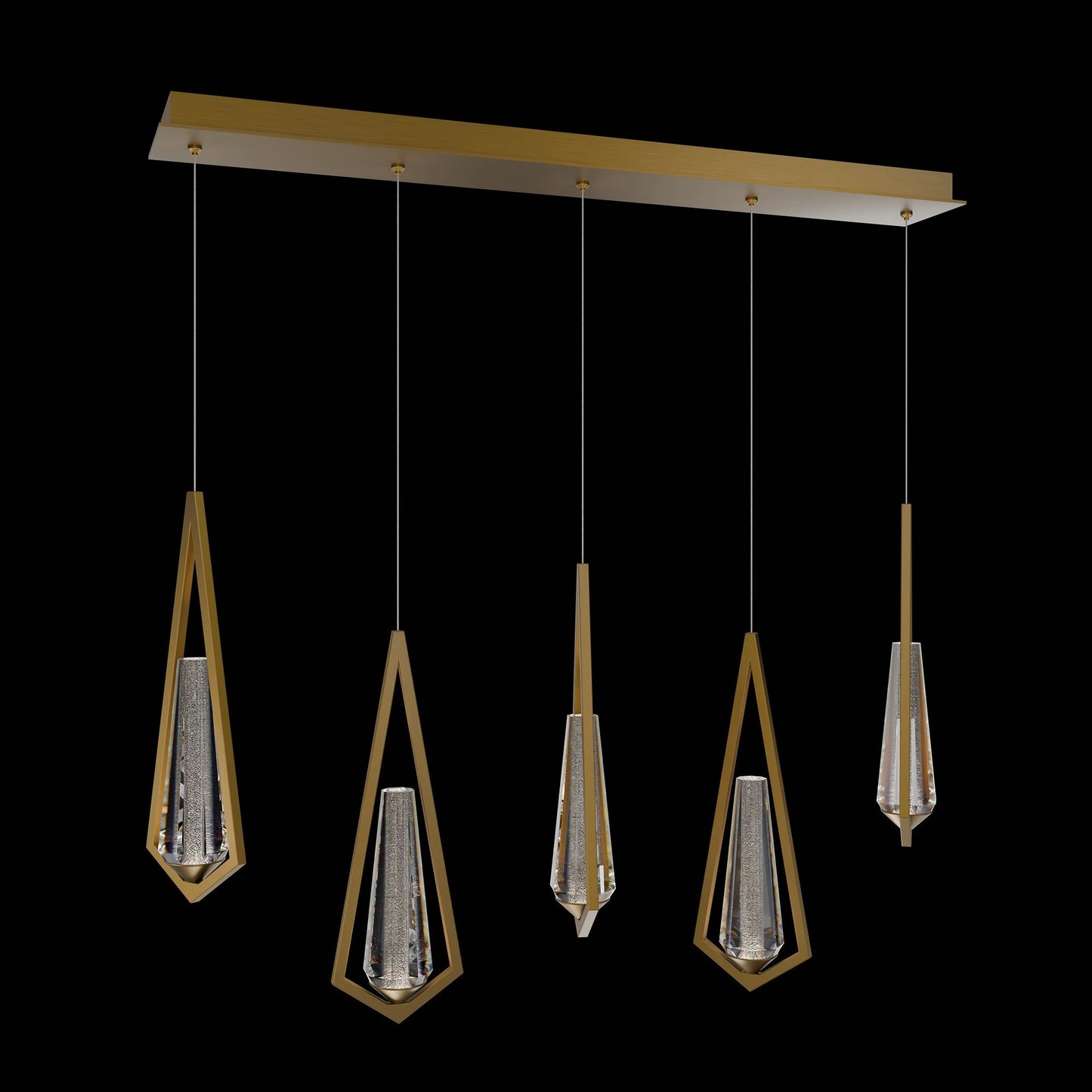 Devotion Linear LED Multi Light Pendant Light in Aged Brass (5-Light).