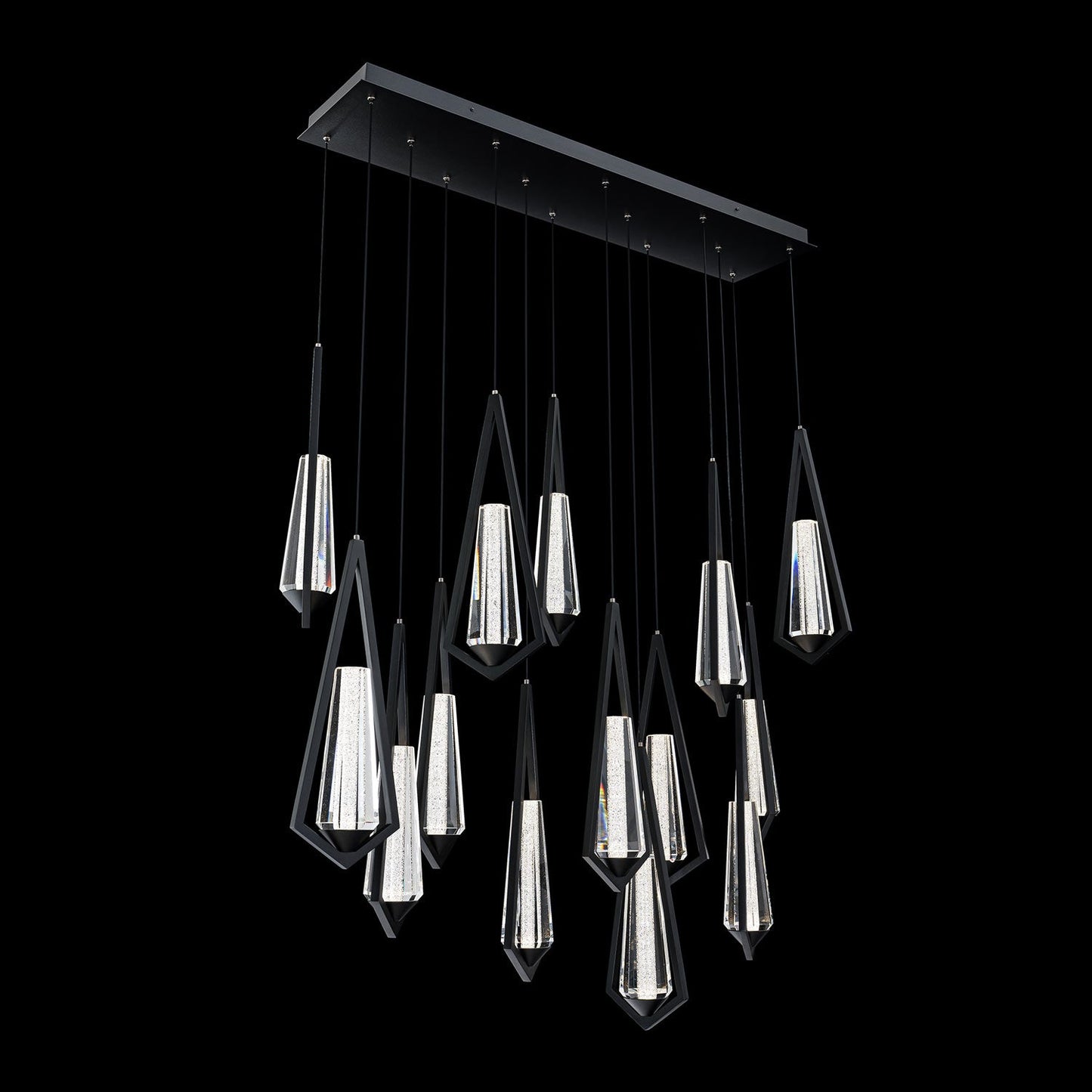 Devotion Linear LED Multi Light Pendant Light in Black (14-Light).