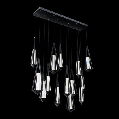 Devotion Linear LED Multi Light Pendant Light in Black (14-Light).