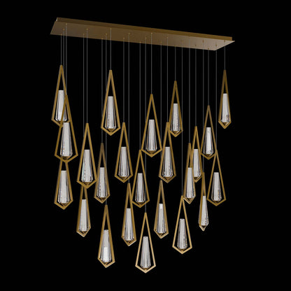 Devotion Linear LED Multi Light Pendant Light in Aged Brass (23-Light).