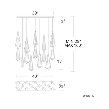 Devotion Linear LED Multi Light Pendant Light - line drawing.