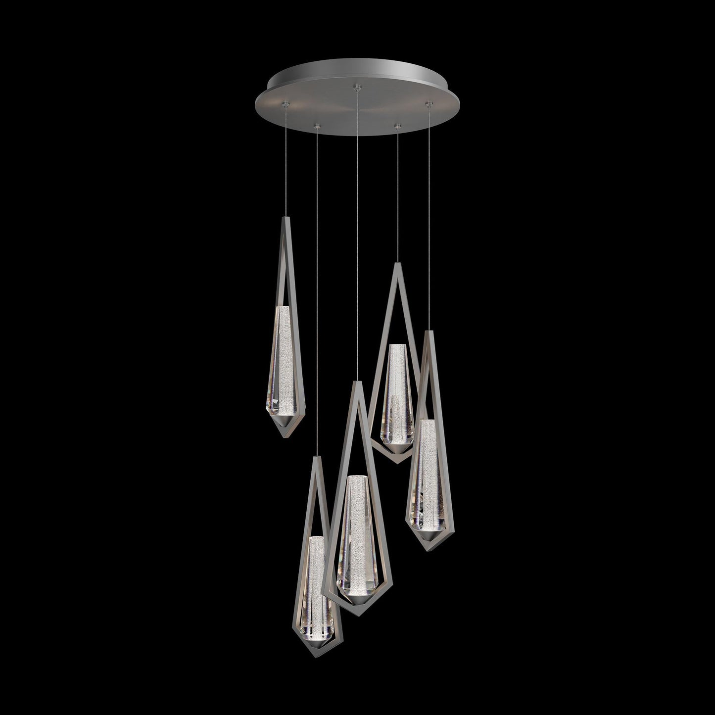 Devotion Round LED Multi Light Pendant Light in Satin Nickel (5-Light).