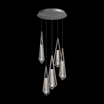 Devotion Round LED Multi Light Pendant Light in Satin Nickel (5-Light).