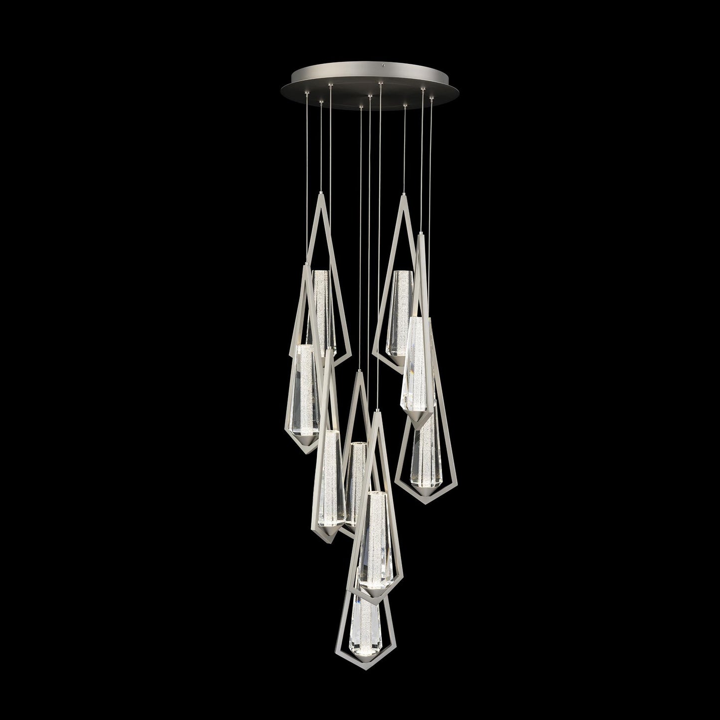 Devotion Round LED Multi Light Pendant Light in Satin Nickel (9-Light).