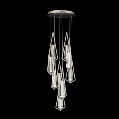 Devotion Round LED Multi Light Pendant Light in Satin Nickel (9-Light).