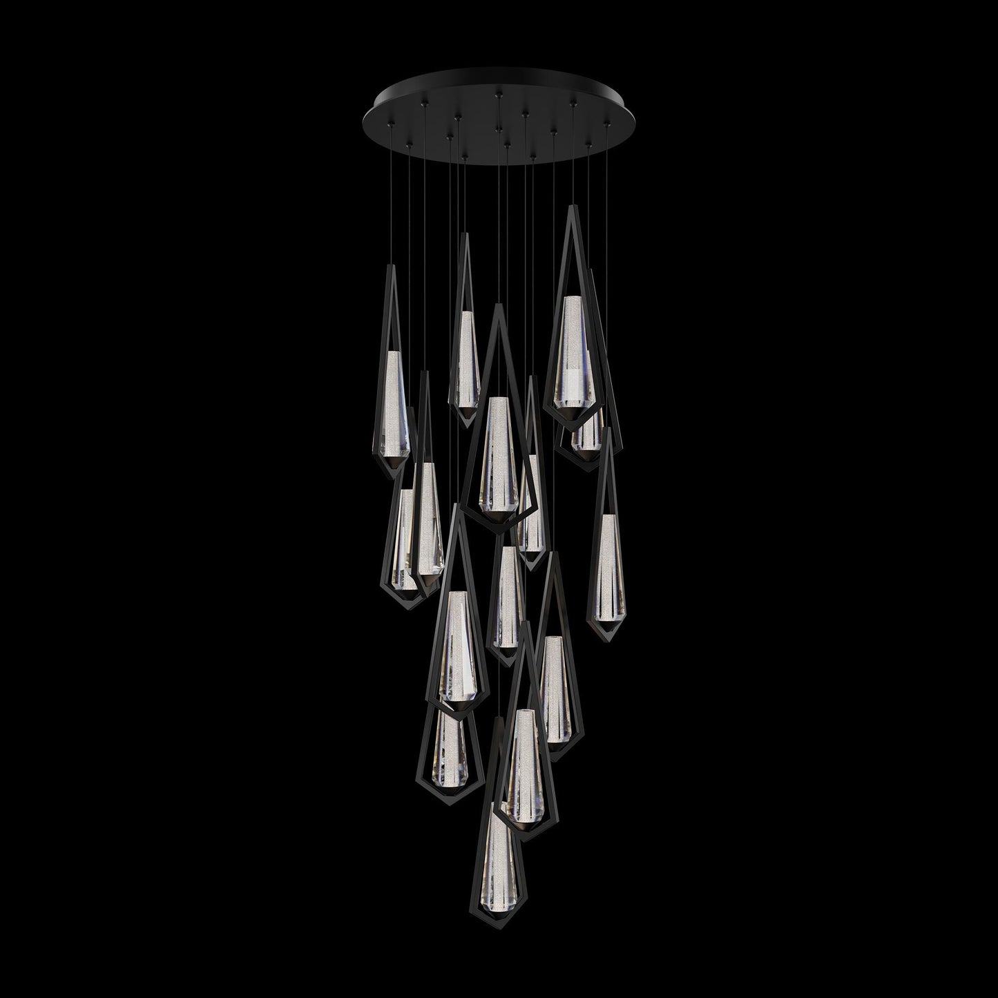 Devotion Round LED Multi Light Pendant Light in Black (15-Light).