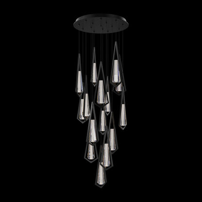 Devotion Round LED Multi Light Pendant Light in Black (15-Light).