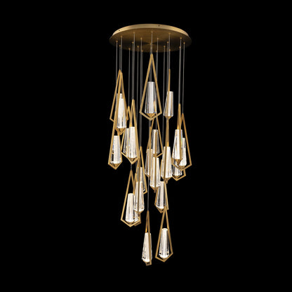 Devotion Round LED Multi Light Pendant Light in Aged Brass (21-Light).