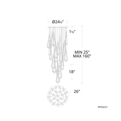 Devotion Round LED Multi Light Pendant Light - line drawing.