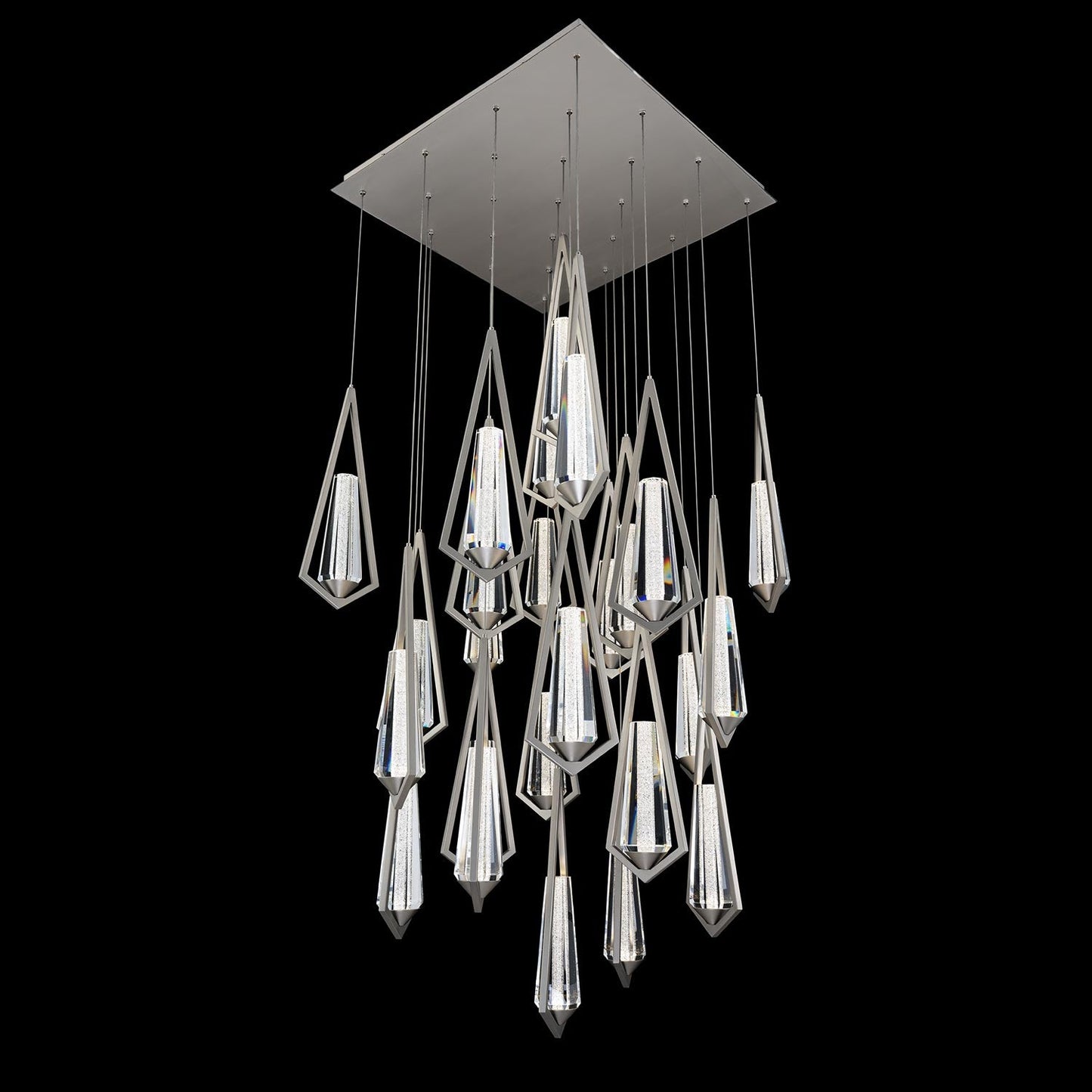 Devotion Square LED Multi Light Pendant Light in Satin Nickel (25-Light).