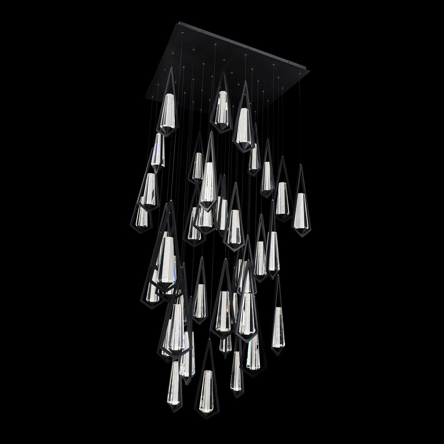 Devotion Square LED Multi Light Pendant Light in Black (41-Light).