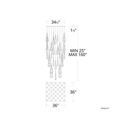 Devotion Square LED Multi Light Pendant Light - line drawing.