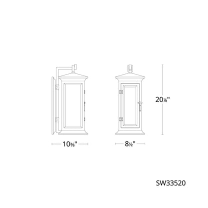 Dresden Outdoor Wall Light - line drawing.