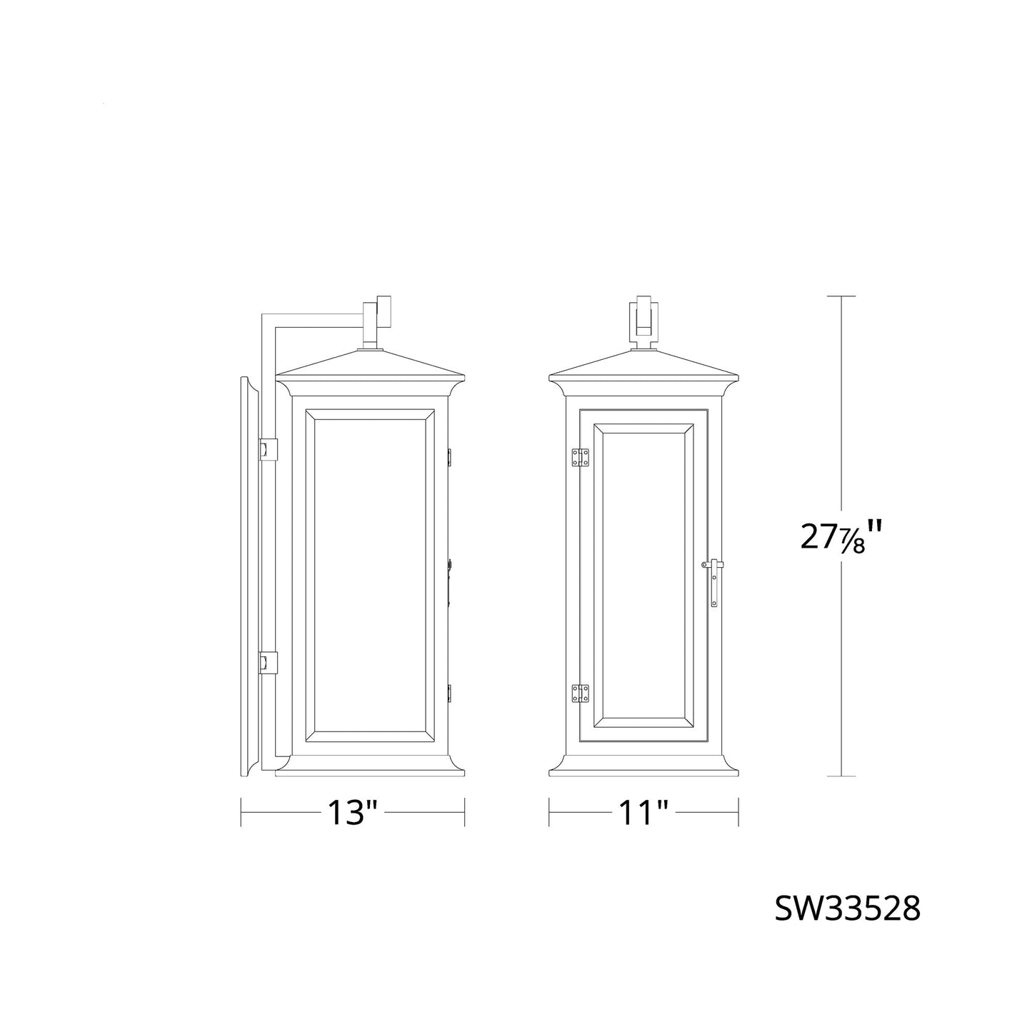 Dresden Outdoor Wall Light - line drawing.