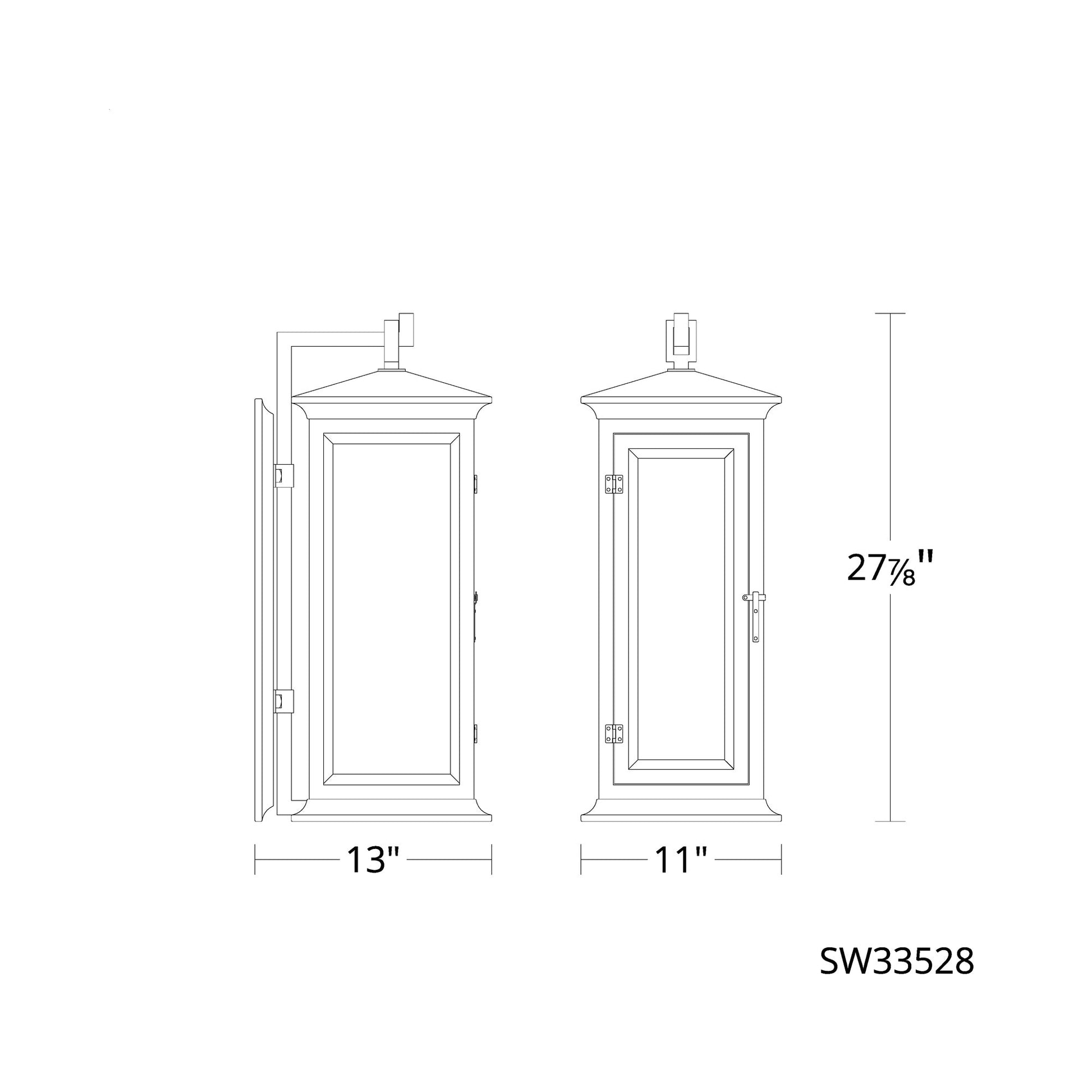 Dresden Outdoor Wall Light - line drawing.