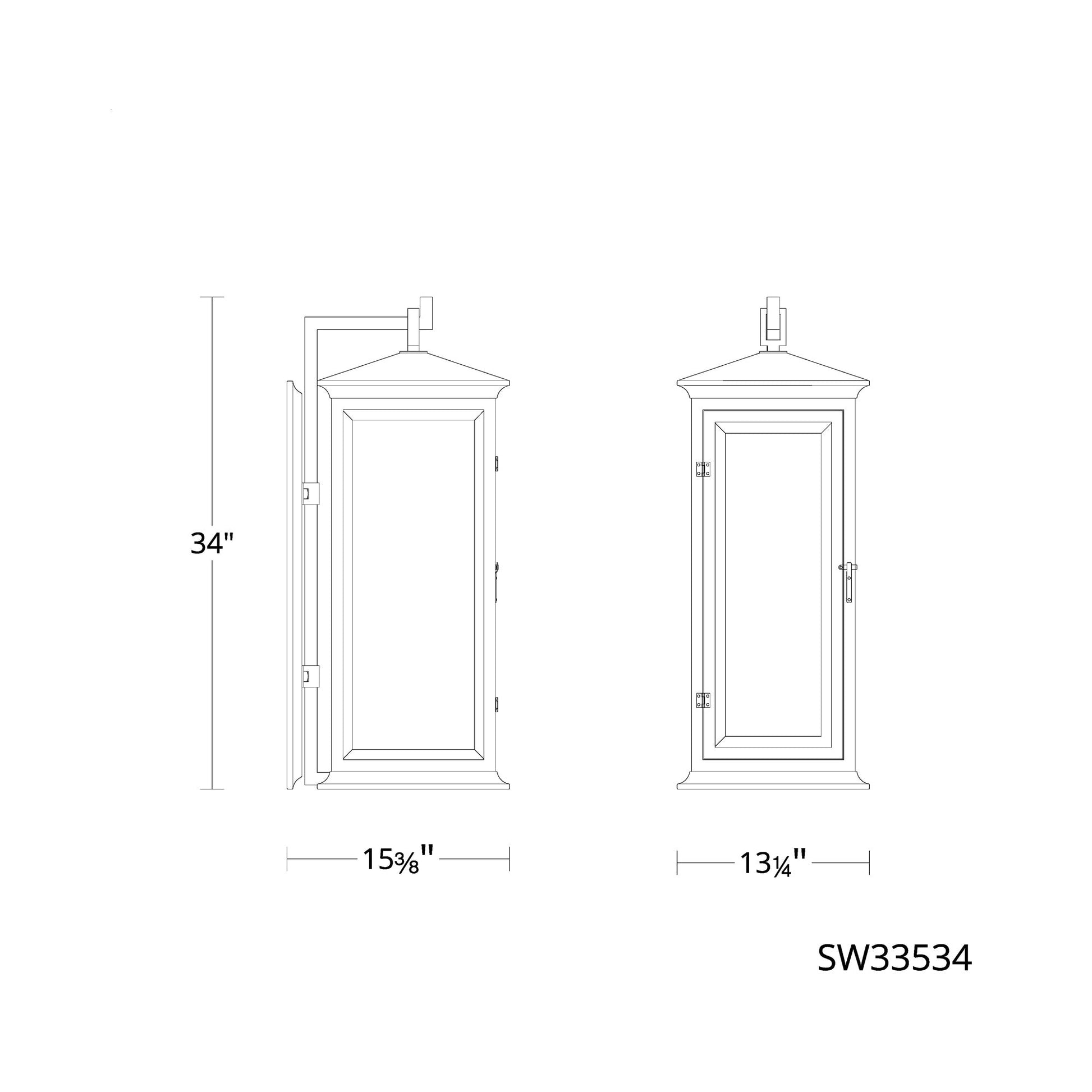 Dresden Outdoor Wall Light - line drawing.