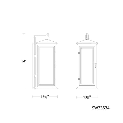 Dresden Outdoor Wall Light - line drawing.