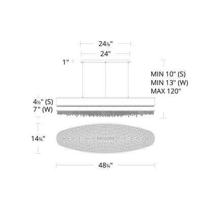 Eclyptix LED Linear Pendant Light - line drawing.