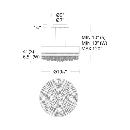 Eclyptix LED Pendant Light - line drawing.
