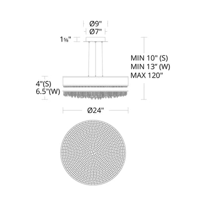 Eclyptix LED Pendant Light - line drawing.