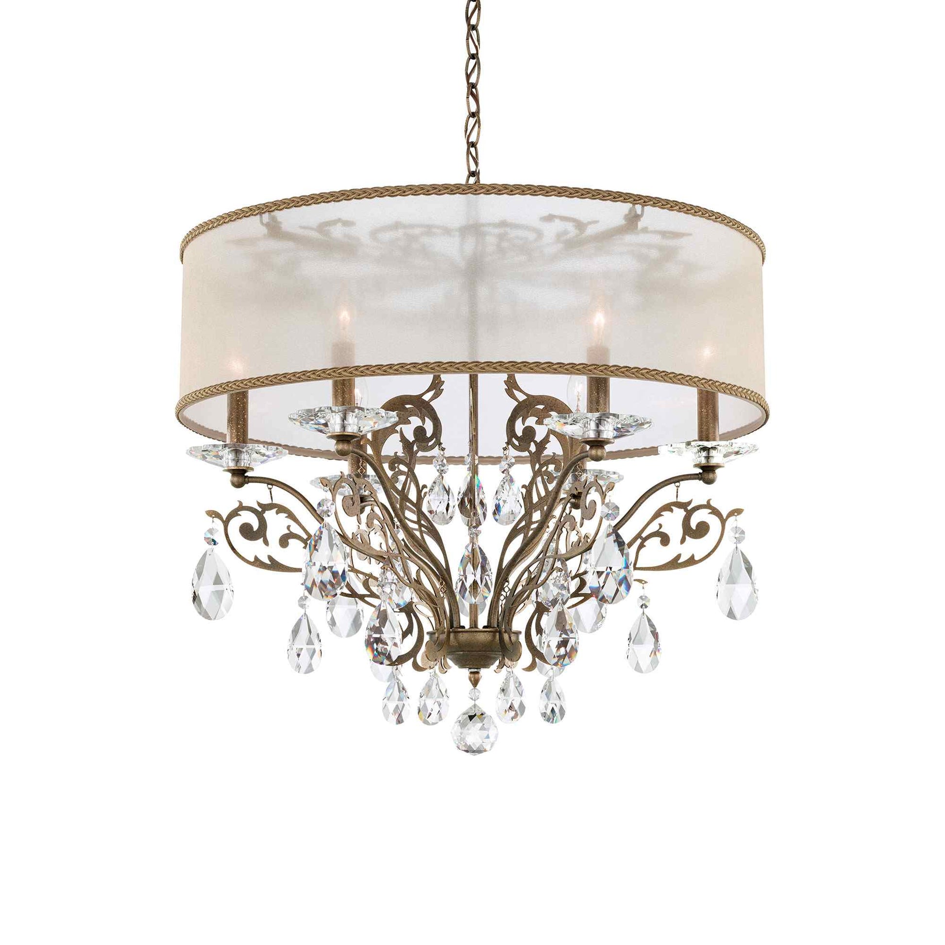 Filigrae Chandelier in Etruscan Gold (6-Light/With Gold Shade).