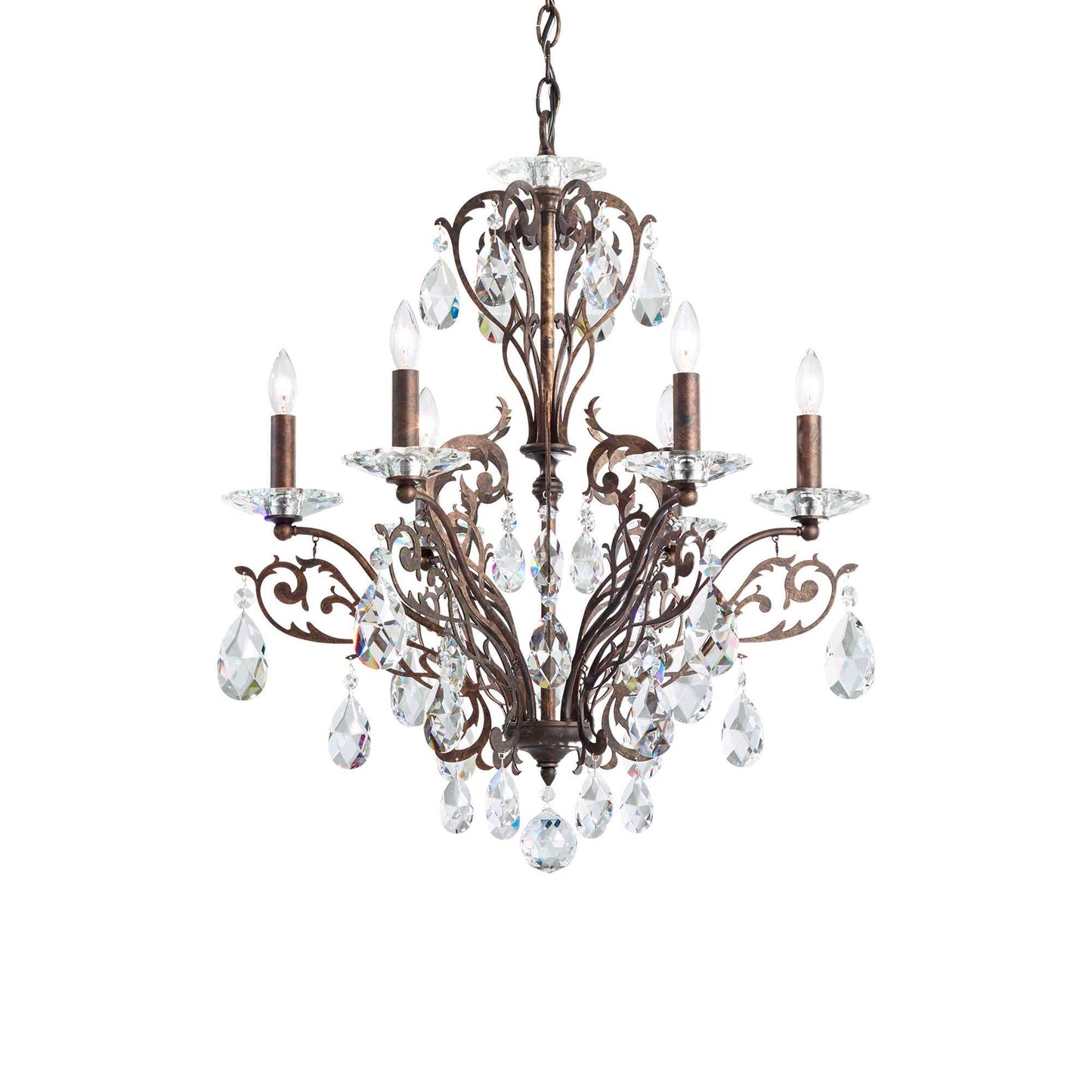 Filigrae Chandelier in Heirloom Bronze (6-Light/Without Shade).