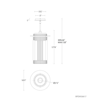Gainey Outdoor LED Pendant Light - line drawing.