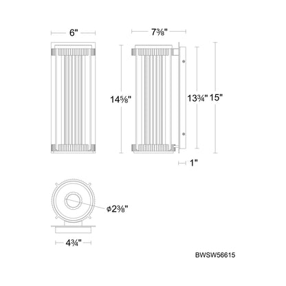 Gainey Outdoor LED Wall Light - line drawing.