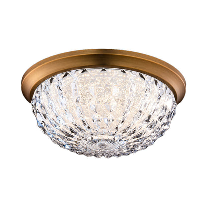 Genoa LED Flush Mount Ceiling Light in Aged Brass (12-Inch).
