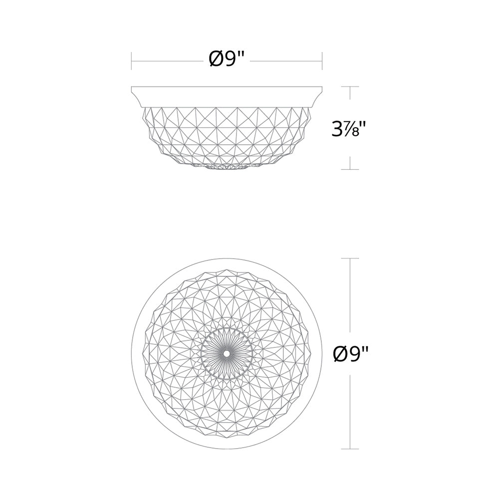 Genoa LED Flush Mount Ceiling Light - line drawing.