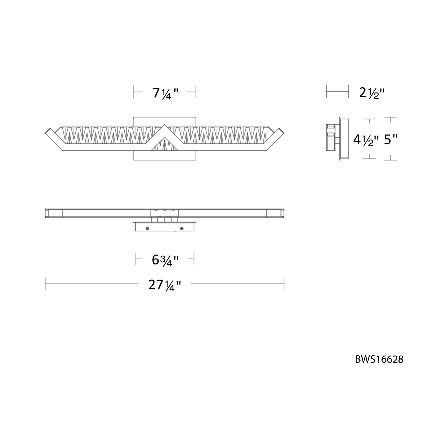 Gretel LED Bath Vanity Light - line drawing.