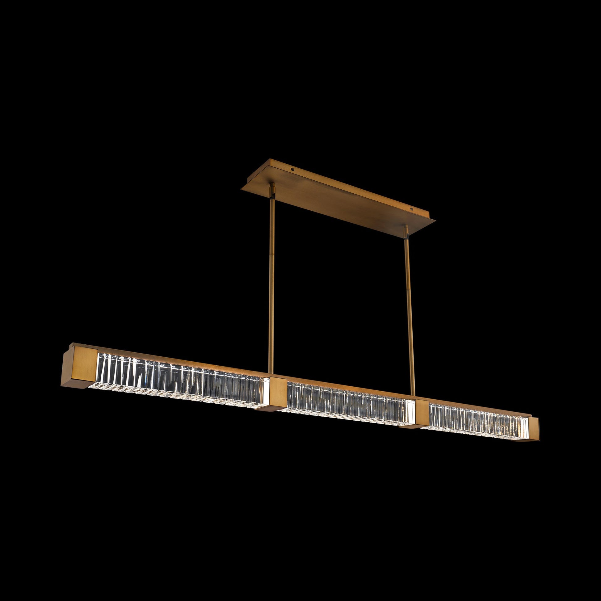 Guild Linear LED Pendant Light in Aged Brass.