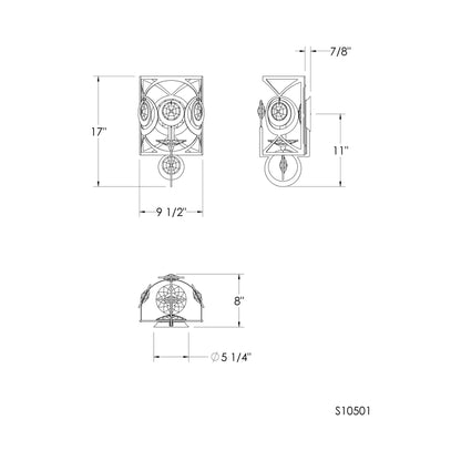 Gwendolynn Wall Light - line drawing.