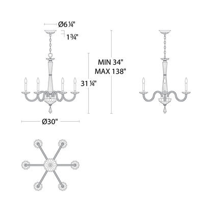 Habsburg Chandelier - line drawing.