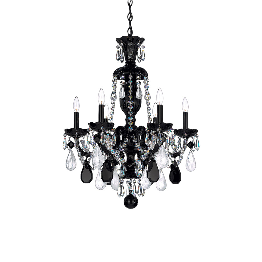 Hamilton Rock Crystal Chandelier in Jet Black (Black/Clear Rock Crystal/6-Light).