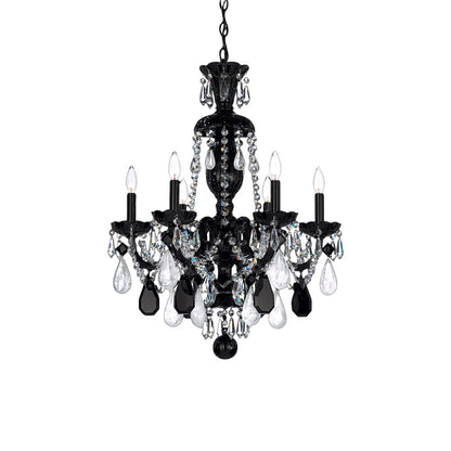 Hamilton Rock Crystal Chandelier in Jet Black (Black/Clear Rock Crystal/6-Light).