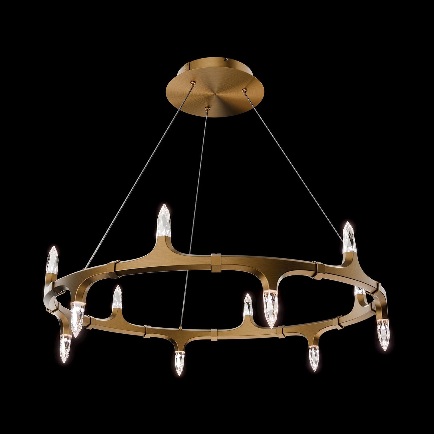 Kornel LED Pendant Light in Aged Brass.