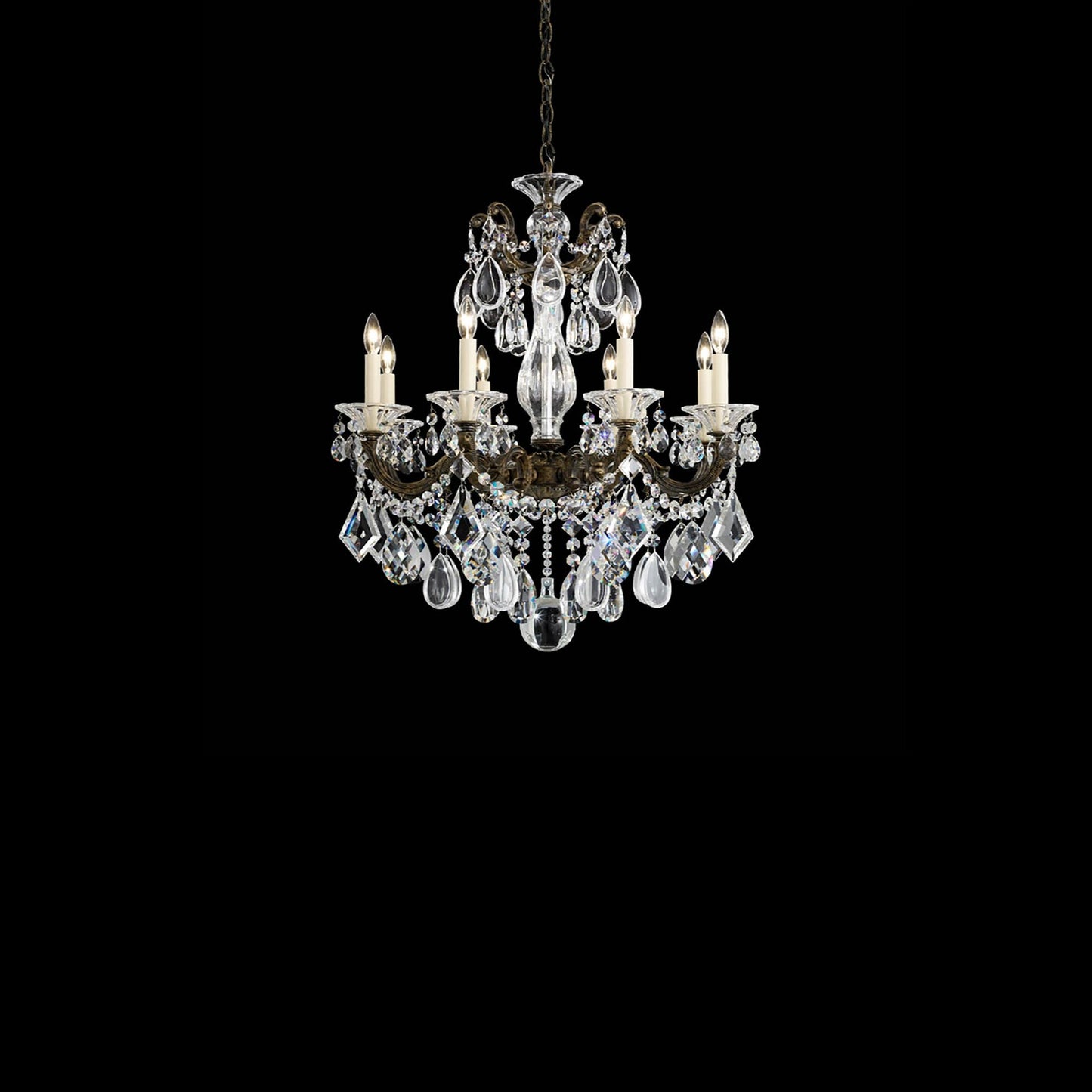 La Scala Chandelier in Heirloom Bronze/Heritage Handcut Crystal (28.5-Inch).