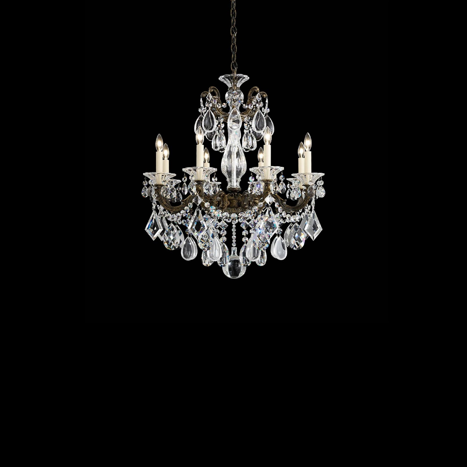 La Scala Chandelier in Heirloom Bronze/Heritage Handcut Crystal (28.5-Inch).