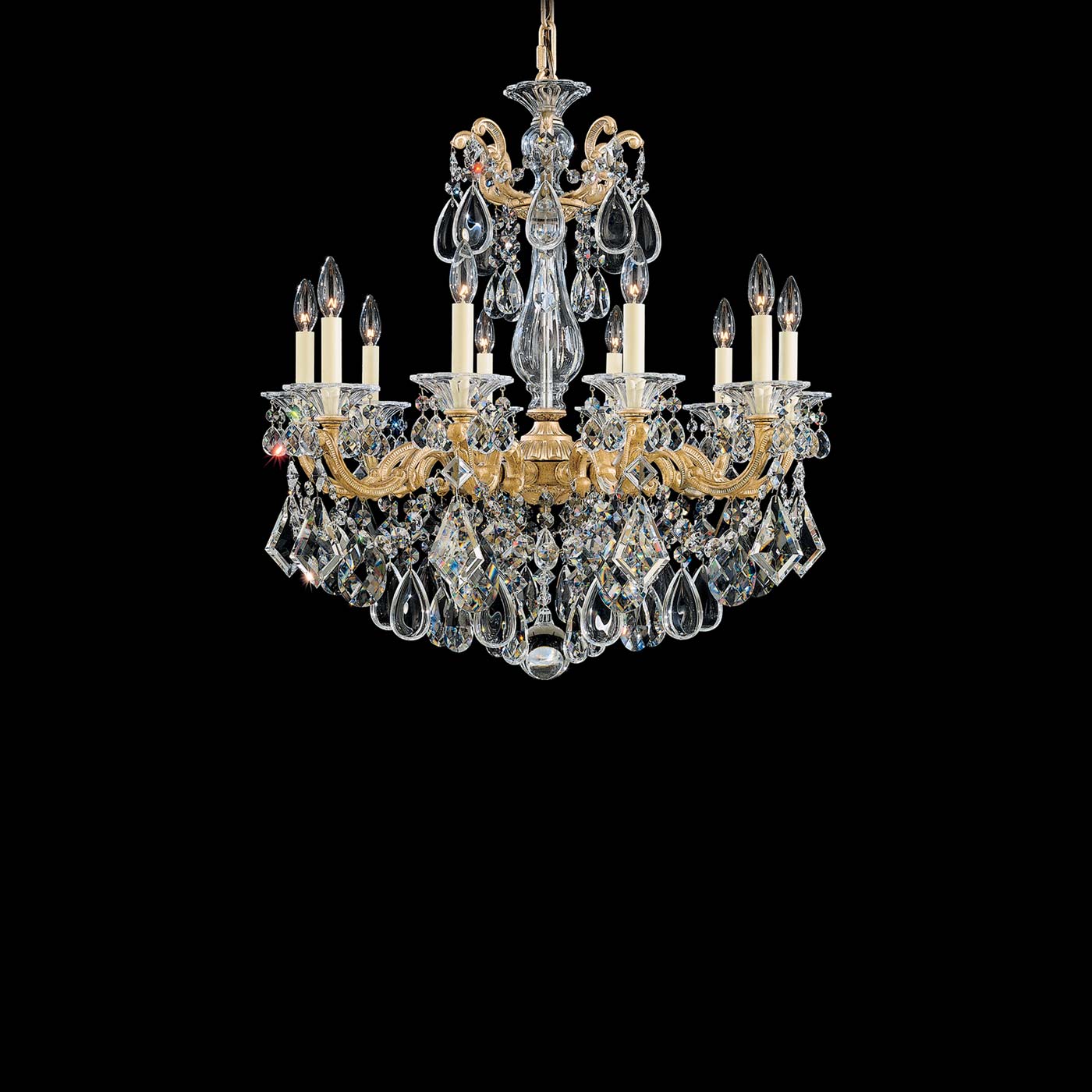 La Scala Chandelier in Heirloom Gold/Heritage Handcut Crystal (29.5-Inch).