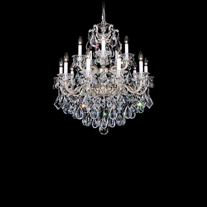 La Scala Chandelier in Antique Silver/Heritage Handcut Crystal (32-Inch).
