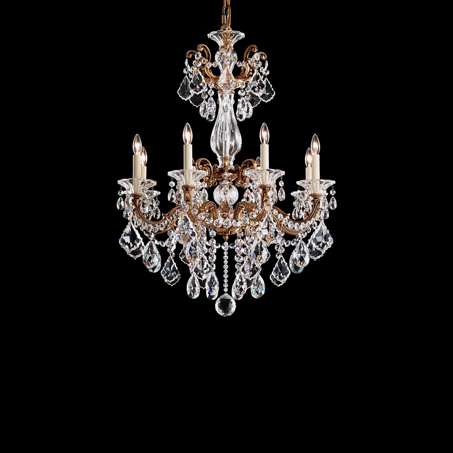 La Scala Chandelier in Florentine Bronze/Heritage Handcut Crystal (34-Inch).